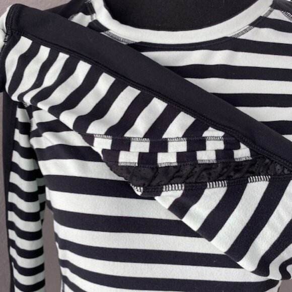 LULULEMON Run Reflect Black Sea Stripe Mint Long Sleeve - Picture 12 of 13